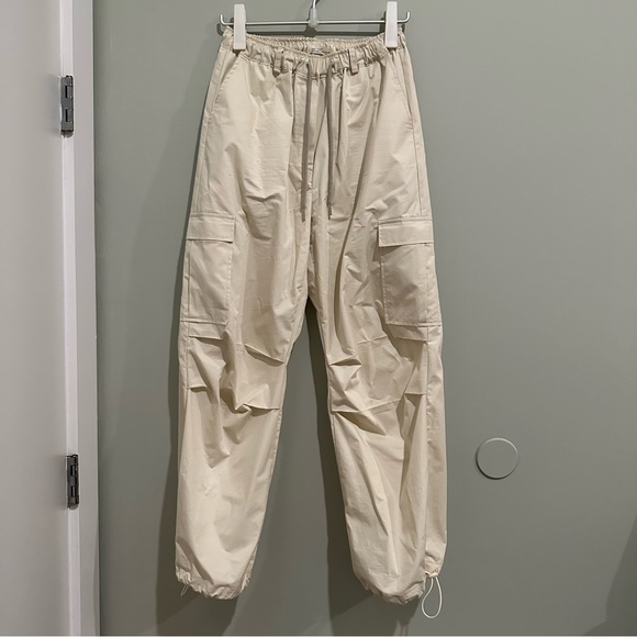 Oak + Fort Cargo Parachute Pants in Cream - Picture 1 of 3